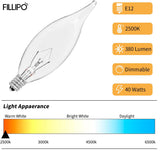 Fillipo 12-Pack E12 Candle Light Bulbs 40W Warm White 2500K