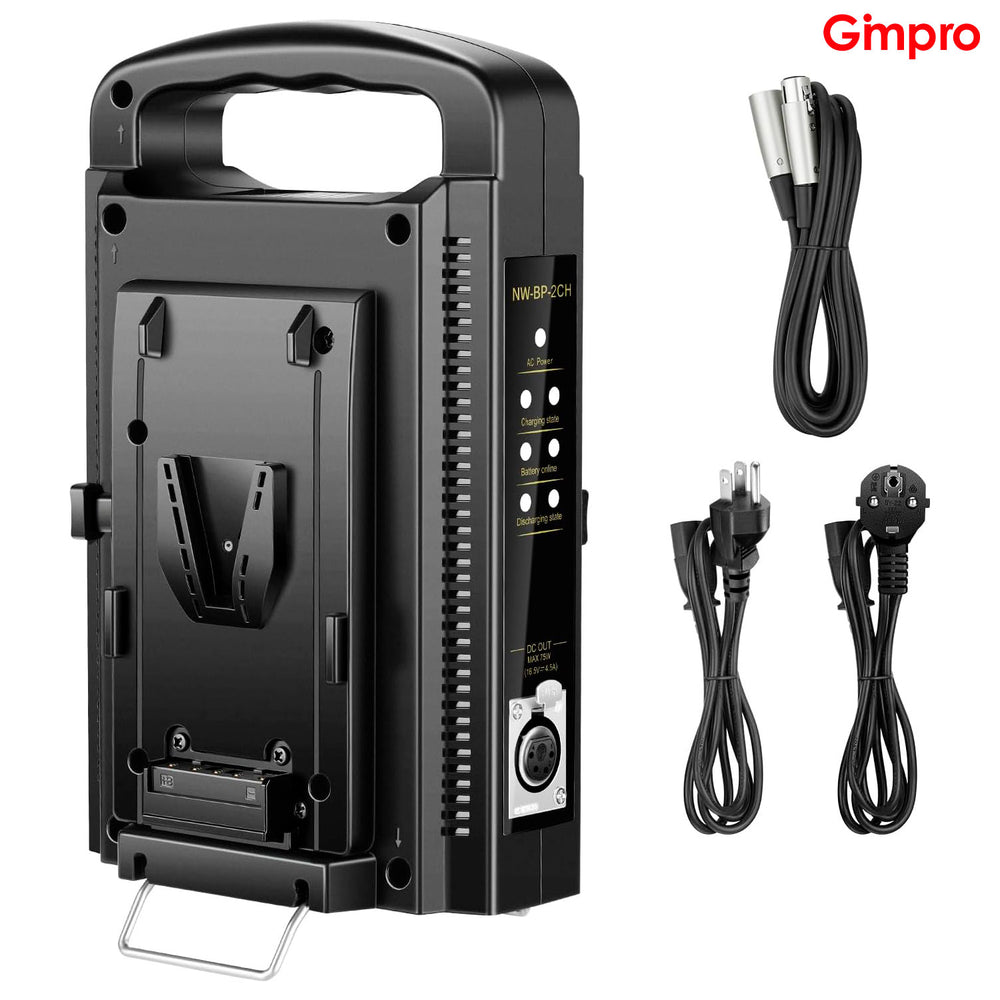 Gimpro V-Mount/V Lock Dual Channel Battery Charger with DC 16.5V Power Supply, Compatible with All V-Mount Plates (Battery Not Included)