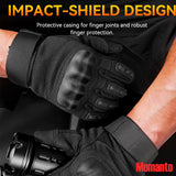 Tactical Gloves for Men and Women, Motorcycle Gloves Black Touchscreen with Hard Shell for Airsoft, Paintball, Motocross, Hunting, Shooting, Camping, ATV Riding, Outdoor Sports, Work