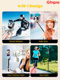 Gimpro Smartphone Gimbal Stabilizer, Stabilizer Face Tracking Without APP - 4 in 1 Cellphone Gimbal Stabilizer for iPhone&Android Extended 108cm Rod with RGB Fill Light, AOCHUAN M2PRO White